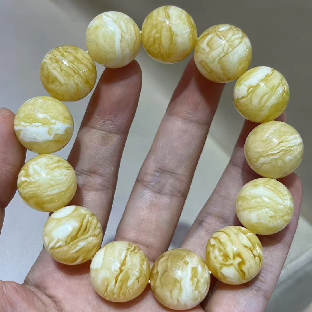 蜜蜡圆珠手串单圈