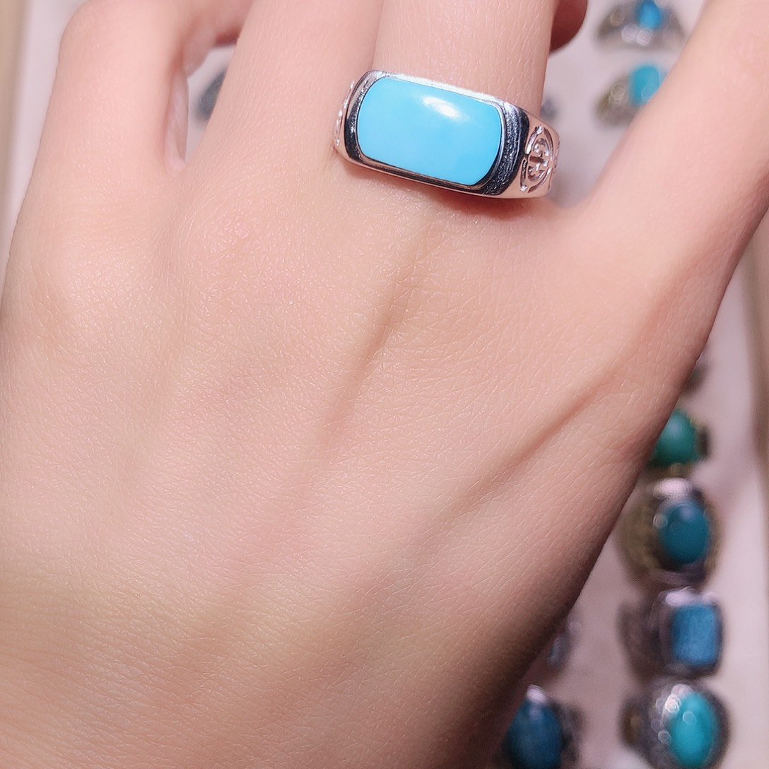 绿松石银S925镶嵌戒指