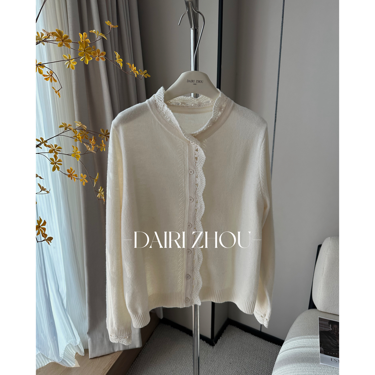 DAIRI ZHOU▪️梦境的涟漪  9.3%山羊绒90.7%绵羊毛木耳边连帽毛衣