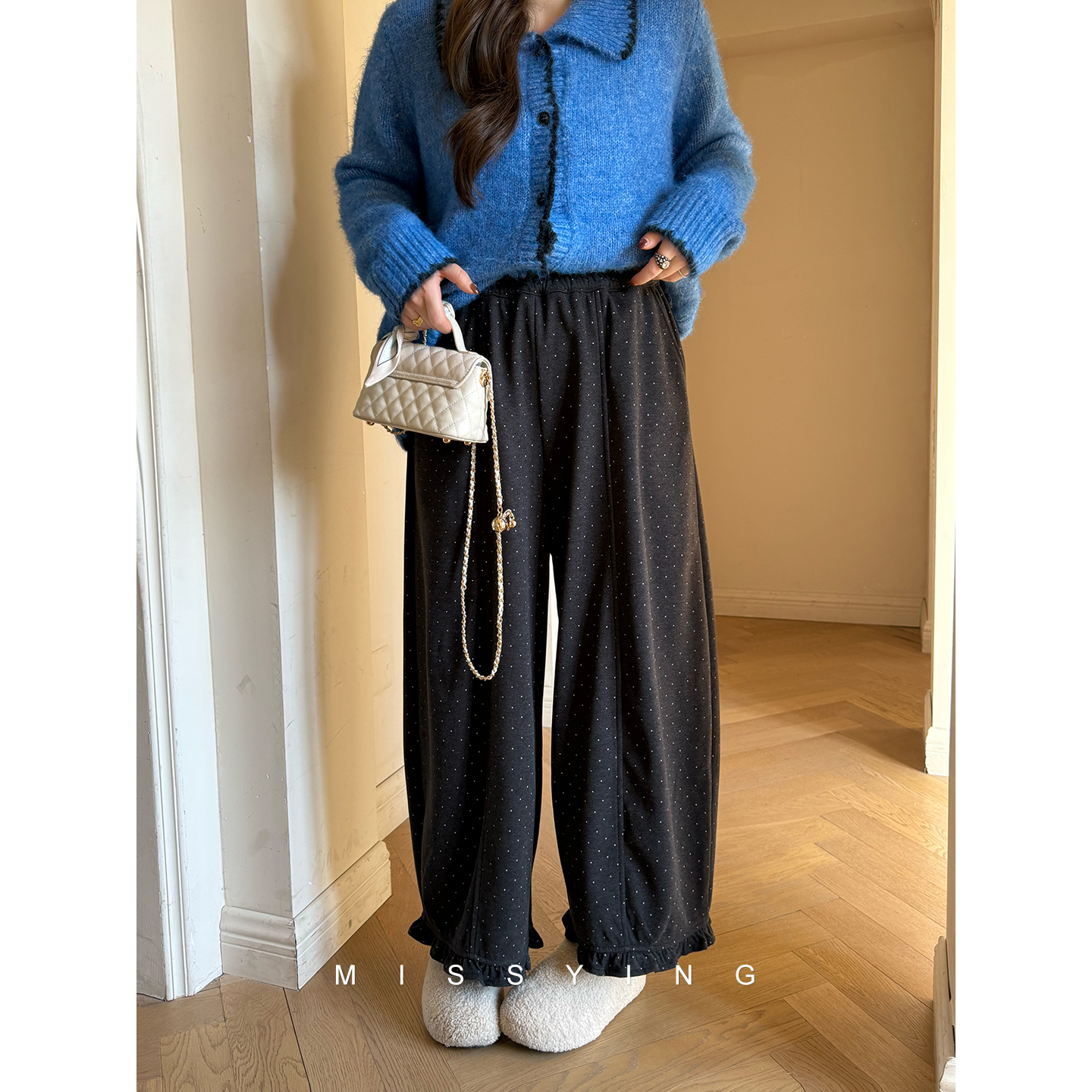 应小姐【懒人万搭裤】微胖大码显瘦保暖加绒宽松直筒高腰休闲长裤