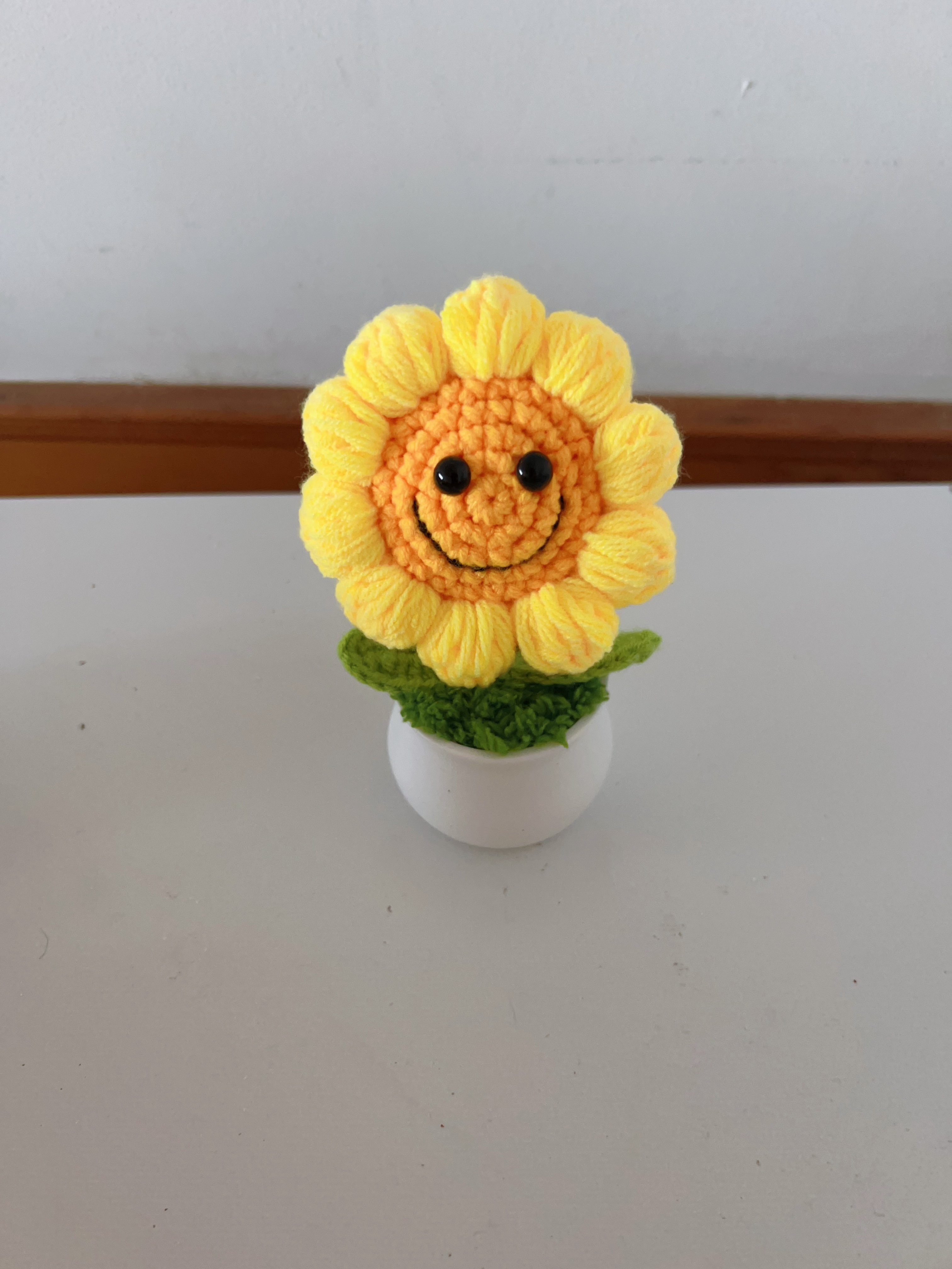 成品手工编织毛线向日葵小盆栽花束教师节礼品车载饰品