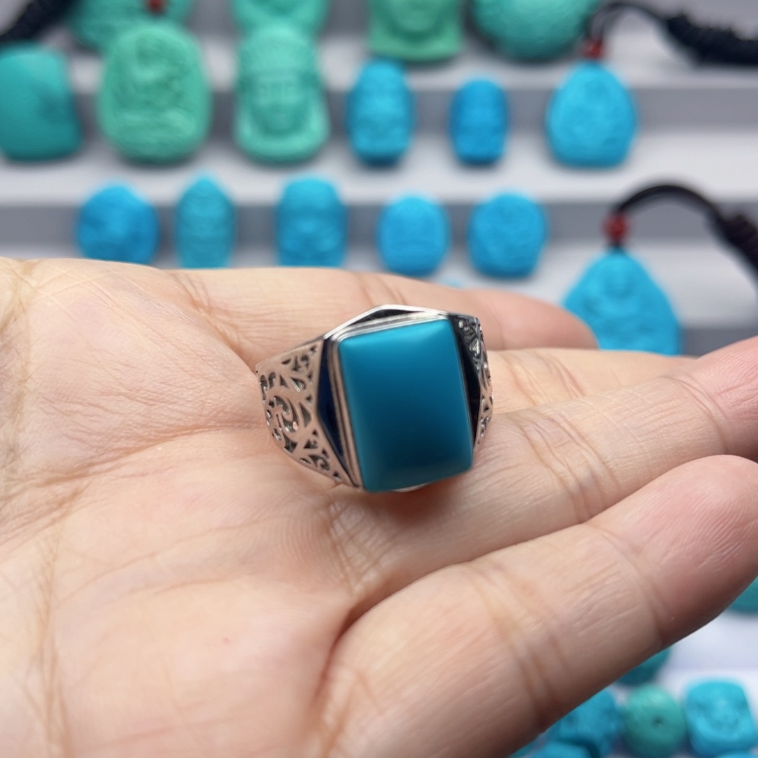 绿松石戒指银S925镶嵌