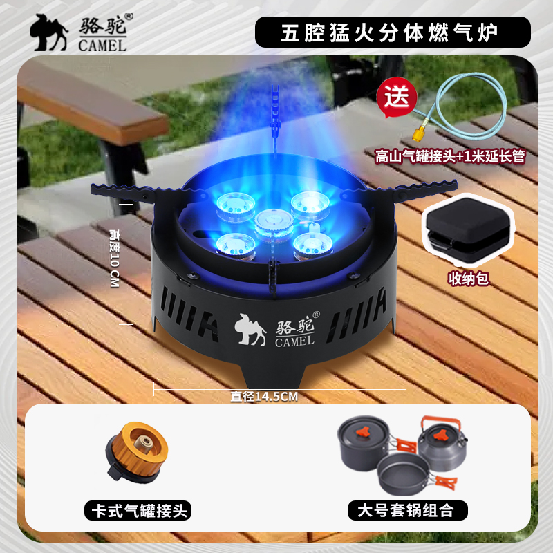 新款11800瓦五头猛火便携式卡式炉户外露营野炊防风防爆炉具+套装