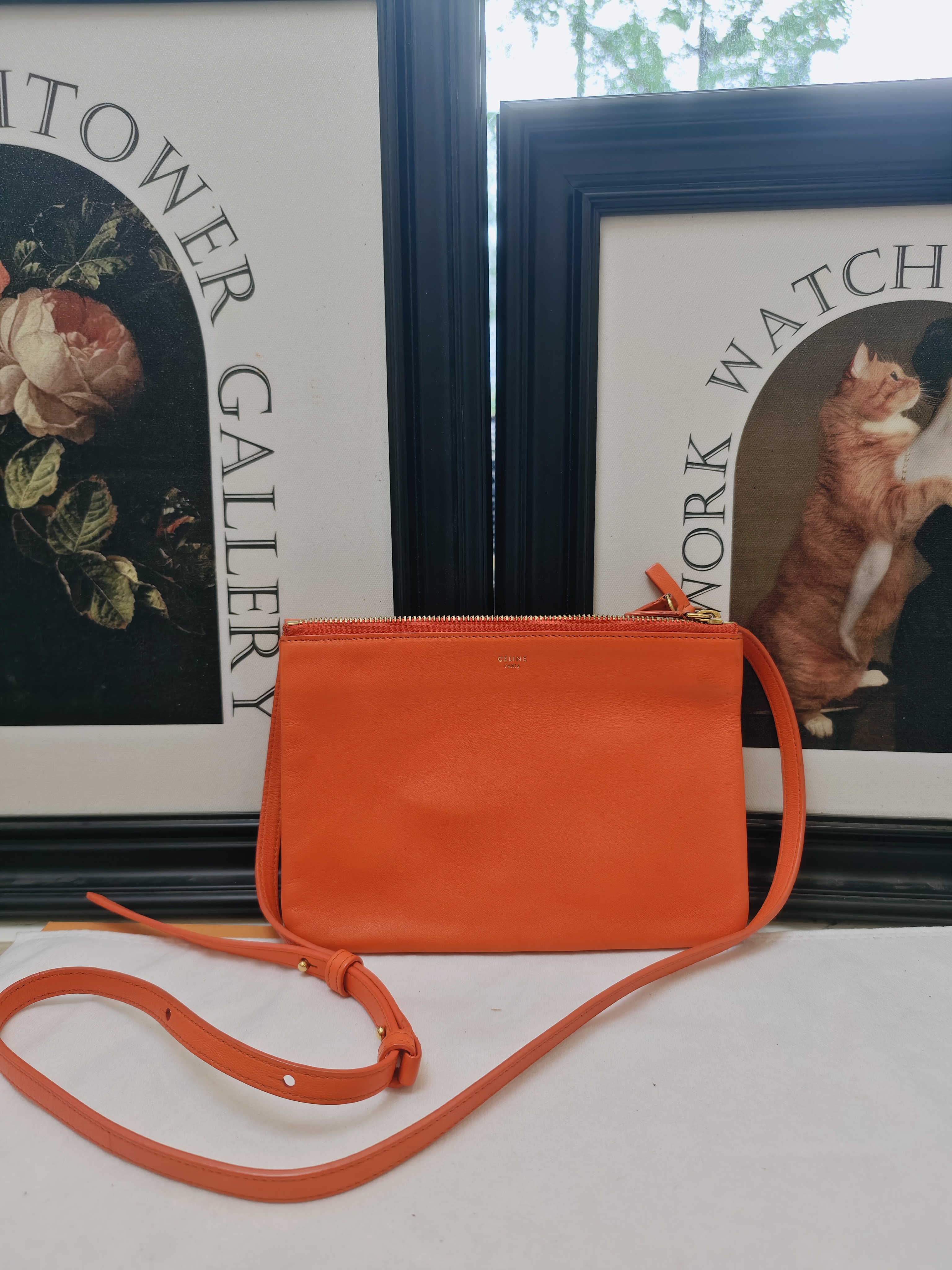 95新 Celine/思琳 95新思琳橙色单肩包