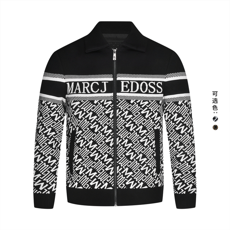 JEDOSS/爵迪斯 2025秋冬新款老钱风时尚满印字母印花针织夹克167