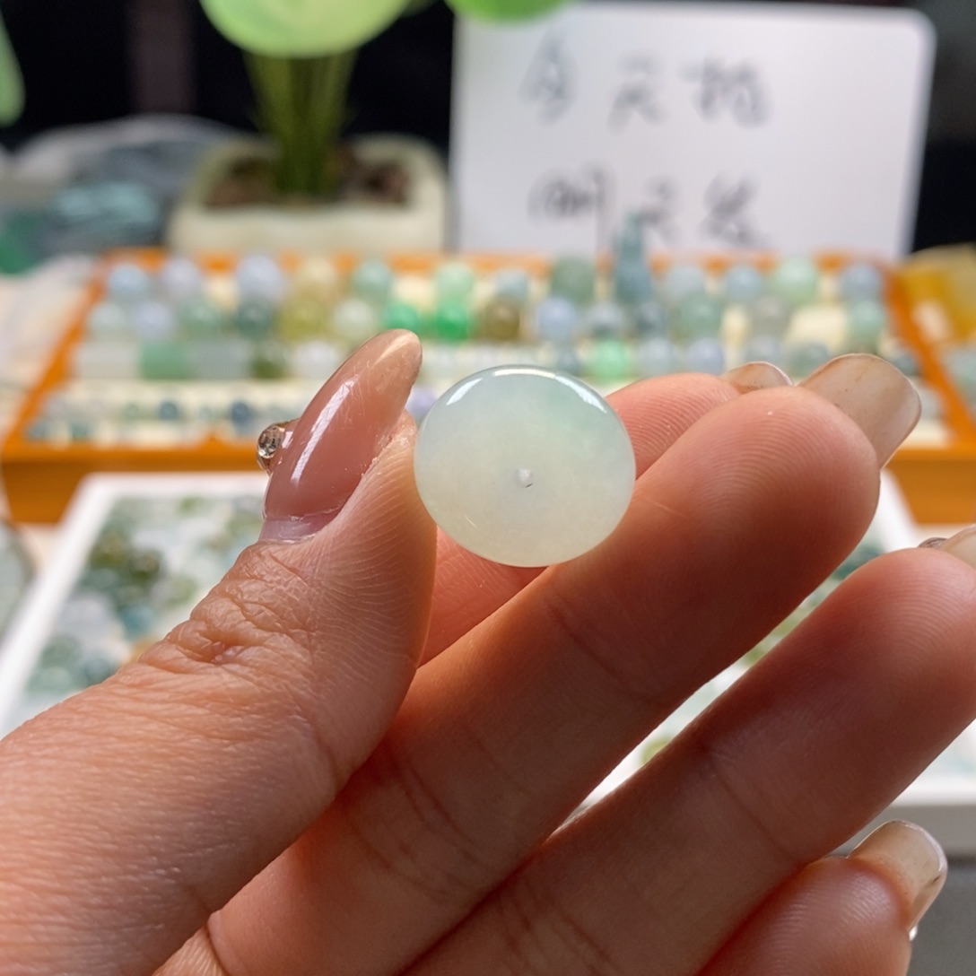 翡翠散珠天然翡翠平安扣15.6×5.7
