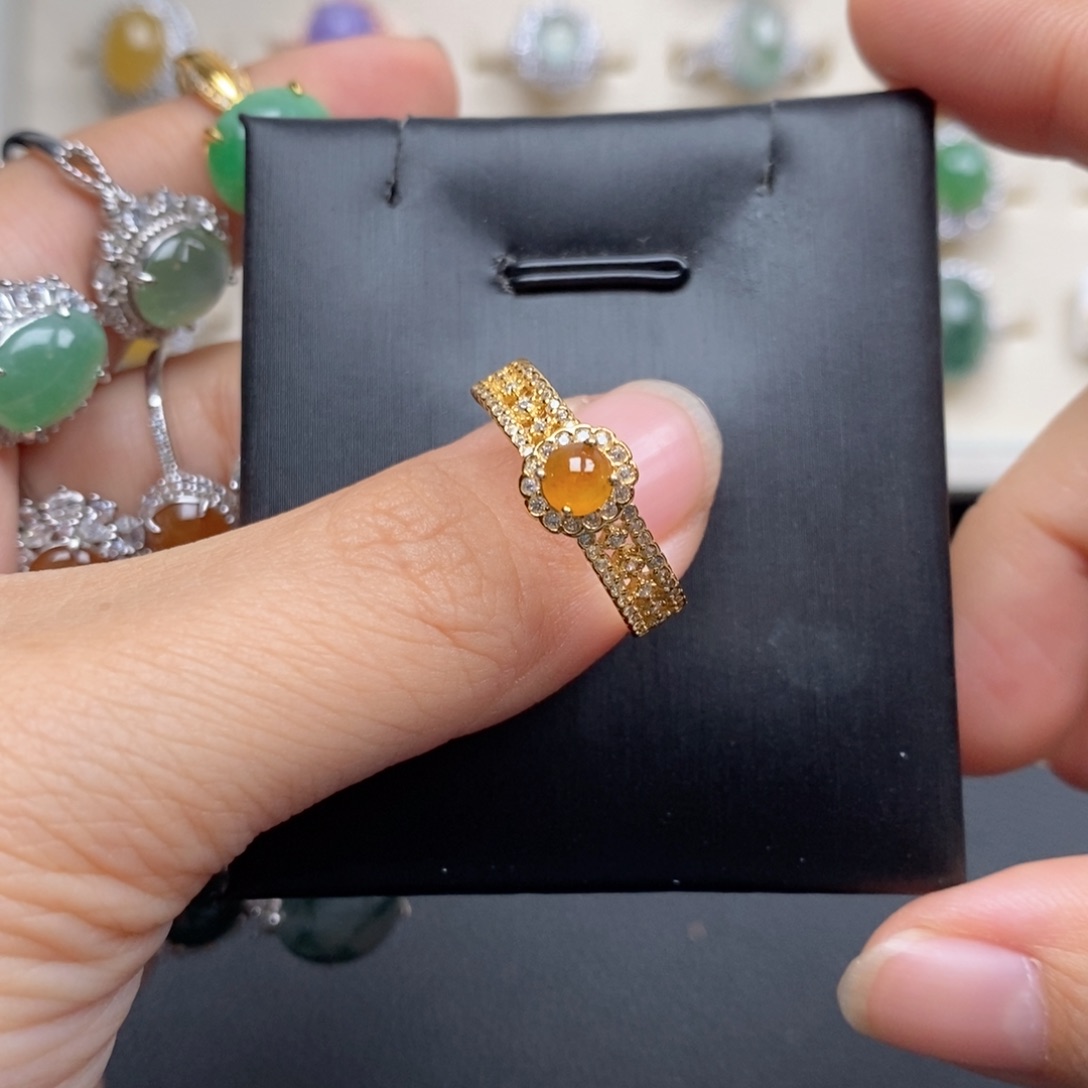 翡翠戒指银S925镶嵌戒指