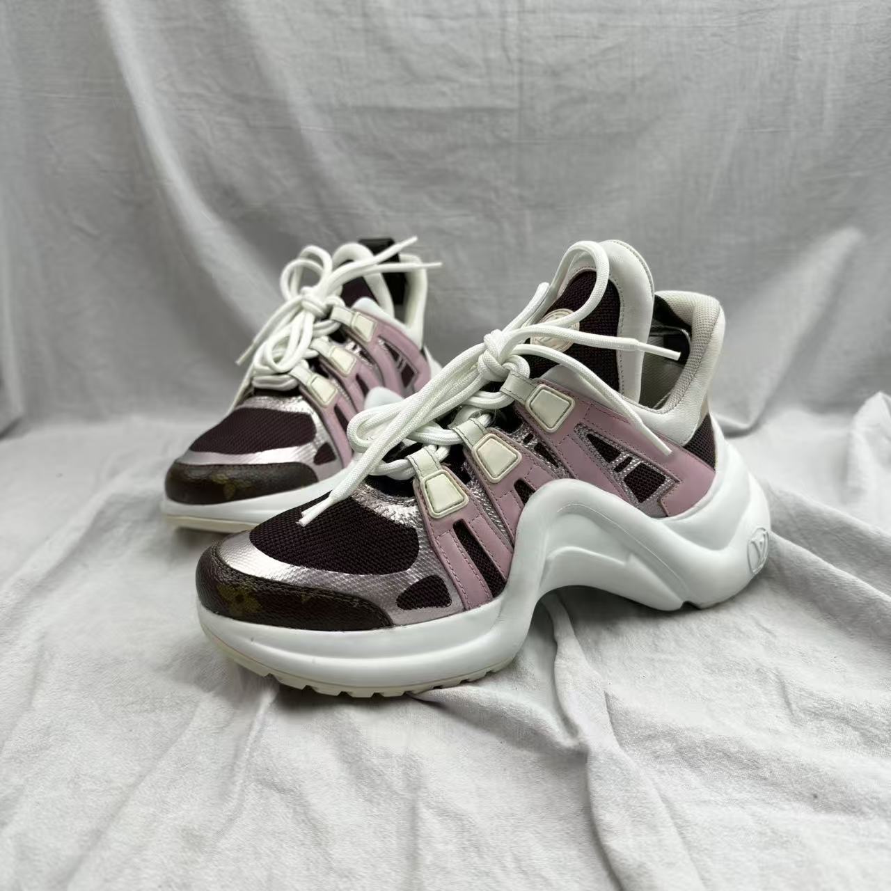 95新 LouisVuitton/路易威登 36码/紫粉archlight拱桥老爹鞋1034