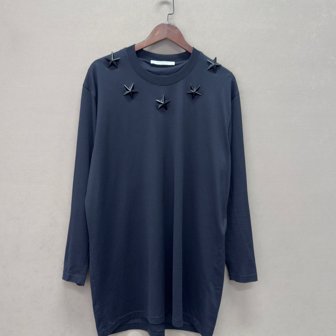 95新 Givenchy/纪梵希  金属五星黑色长袖T恤 cl01140