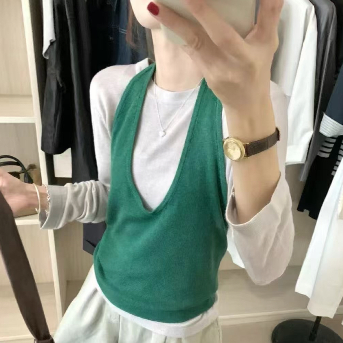 早秋新款轻奢高级感挂脖设计百搭两件套新疆内蒙古西藏不包邮