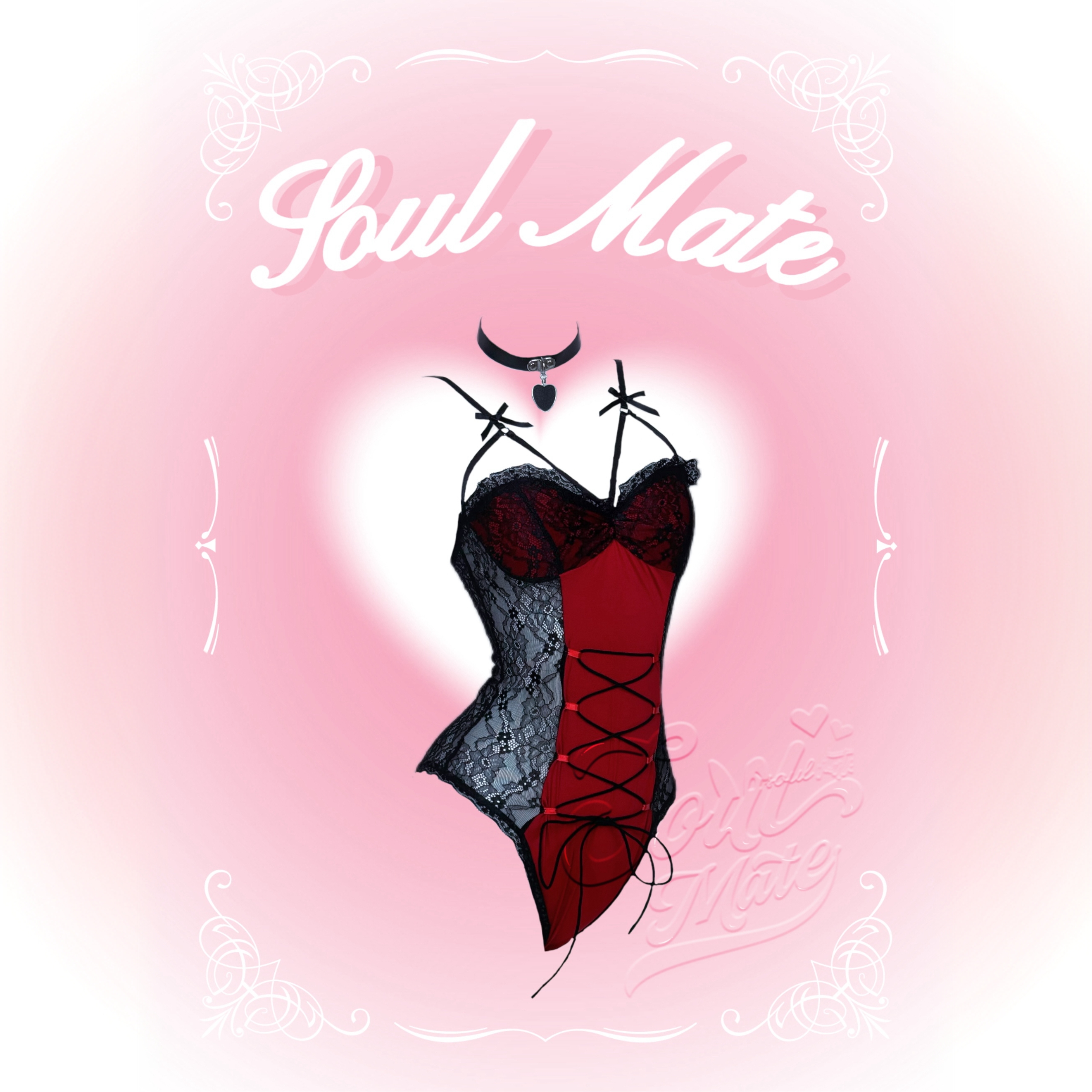 SoulMate「绯红兔兔」纯欲性感时尚显瘦单肩绯红兔兔COS女装套装