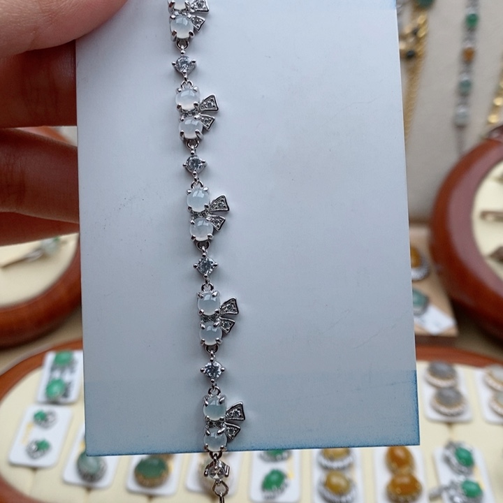 翡翠手链银S925镶嵌1111