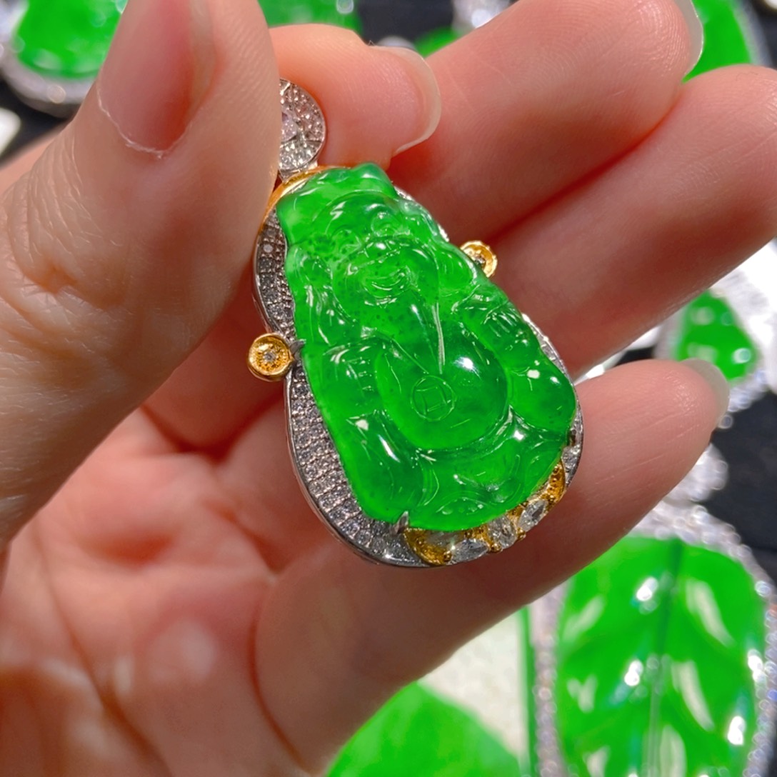 翡翠吊坠(不含链)银S925镶嵌