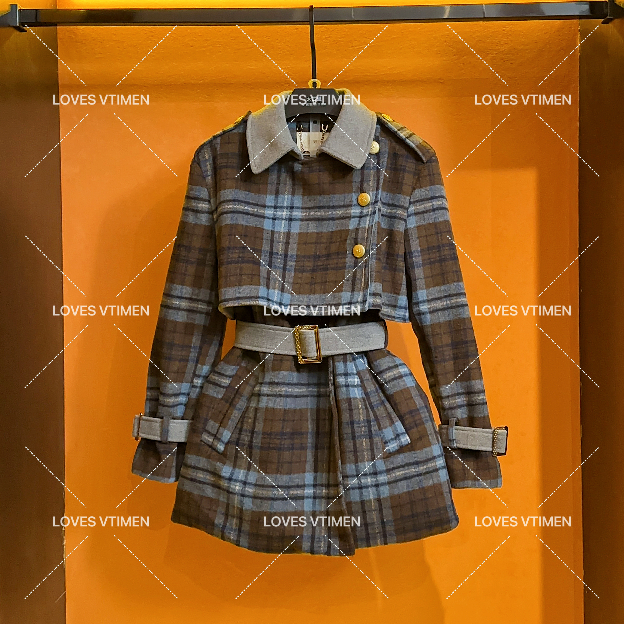 【小鬼专属】白鸭绒羽绒服时尚格子百搭拼接防风外套LOVES-A1193