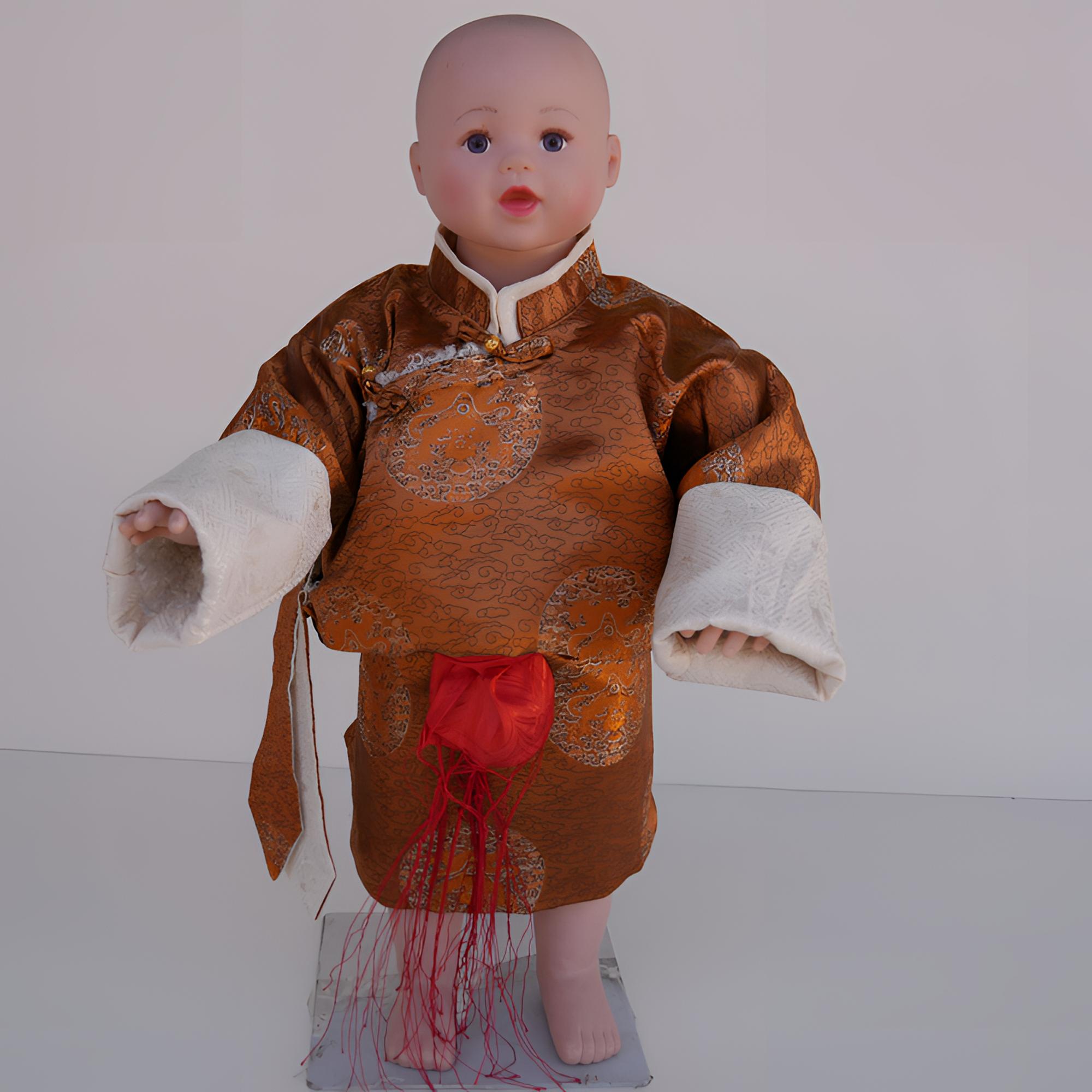 民族童装、宝宝藏袍男童冬季加毛传统民族风传统款帅气套装百搭