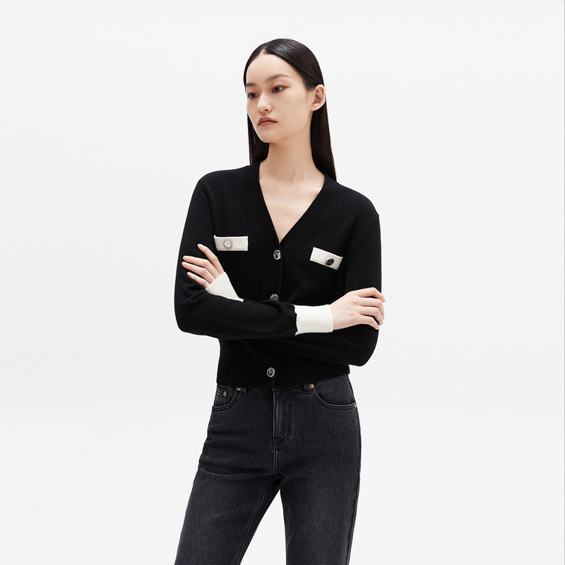 LILY冬新款女装毛开衫123410TC310