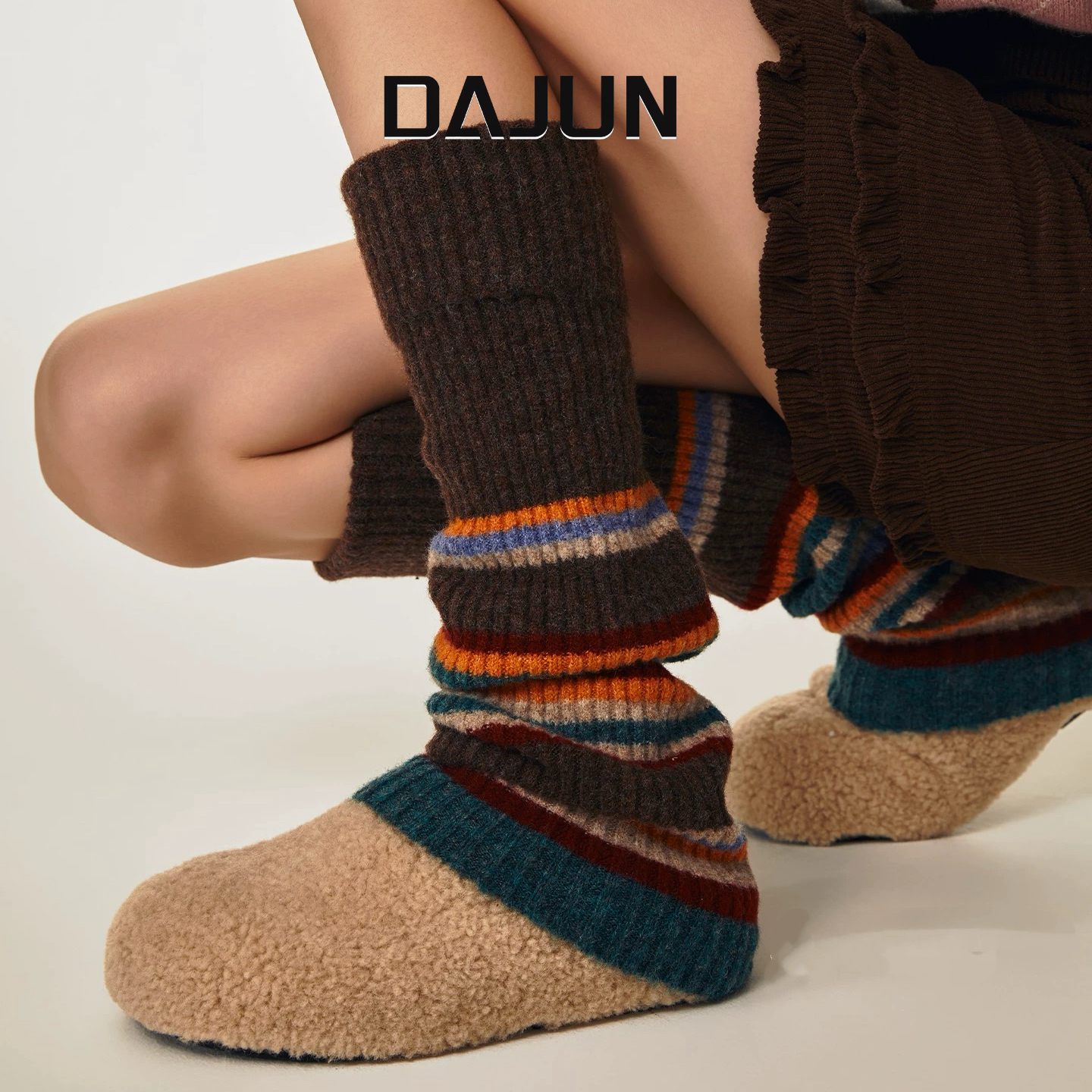 DAJUN大俊  ‘放牧民族’ 复古撞色羊毛撞色袜套