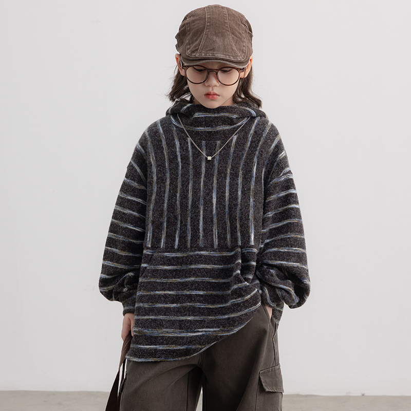 【高品质】男童秋冬款加绒连帽卫衣2025新款中大童儿童一体绒加厚潮