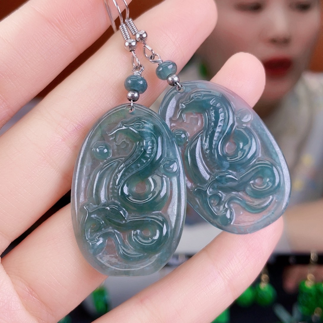 翡翠未镶嵌耳饰饰品