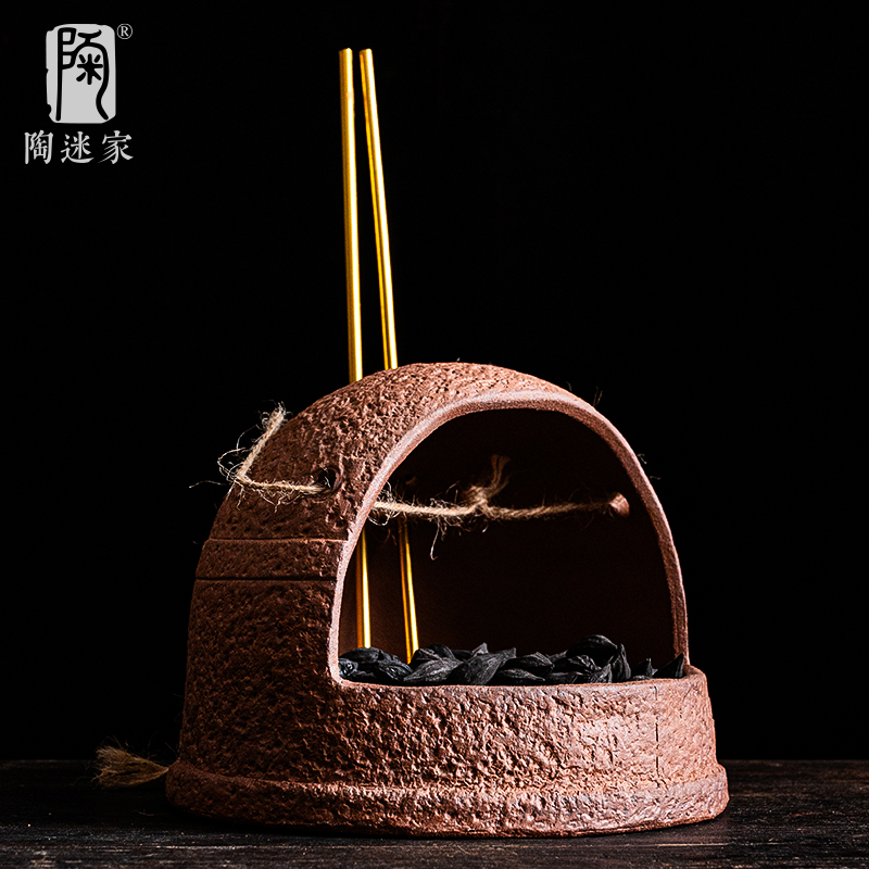 陶迷粗陶围炉煮茶青穹炭钵橄榄炭龙眼炭收纳盒中式陶瓷烧水碳配件