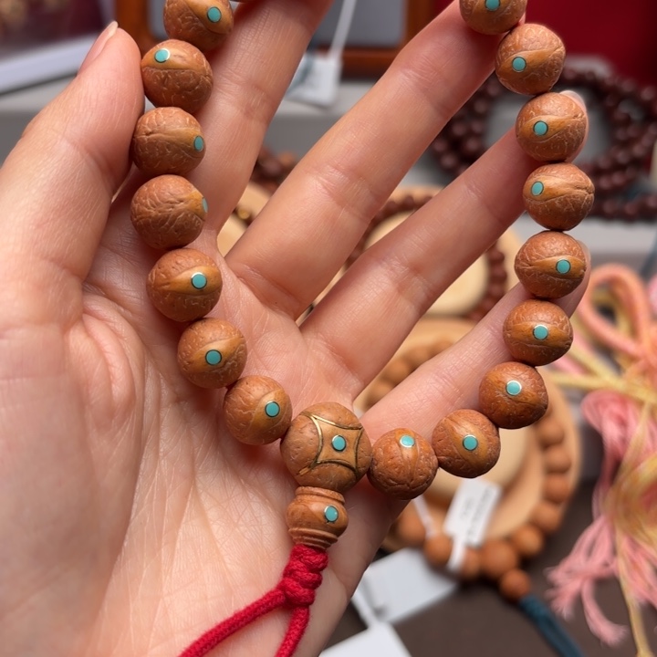 凤眼菩提手串13左右蓝钉镶嵌手串