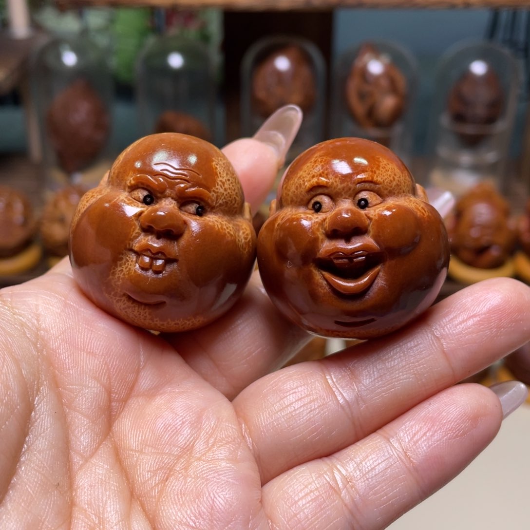 橄榄核吊坠呆呆一对