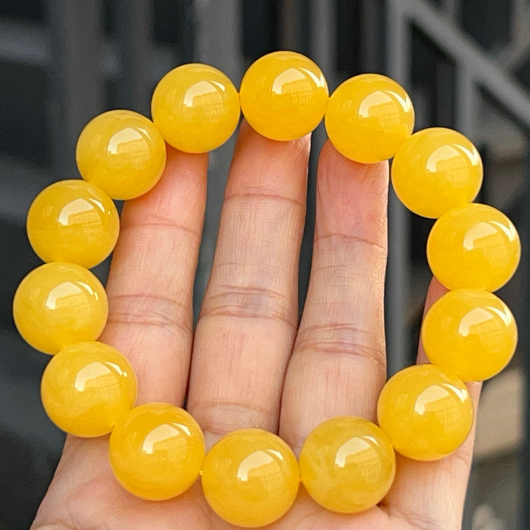 16mm天然琥珀蜜蜡同料焦皮完美圆珠手串无杂裂