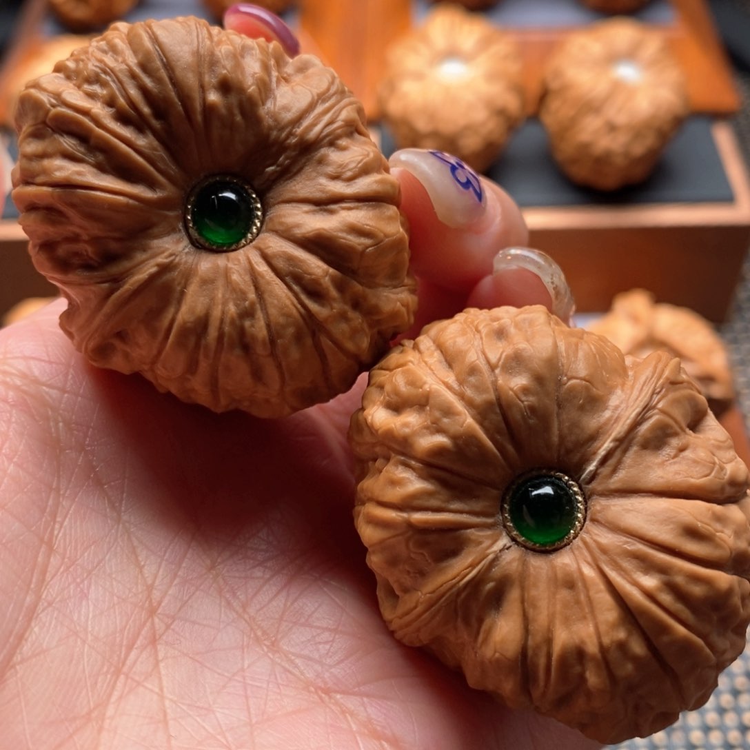 文玩核桃把件40尺寸大肚南瓜墩➕镶嵌