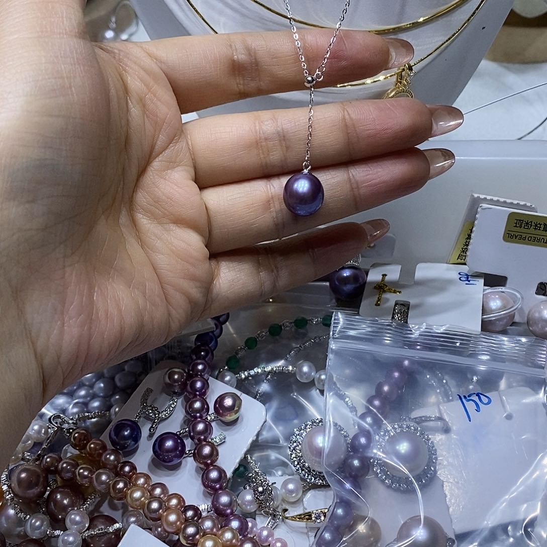 淡水珍珠耳钉银S925镶嵌