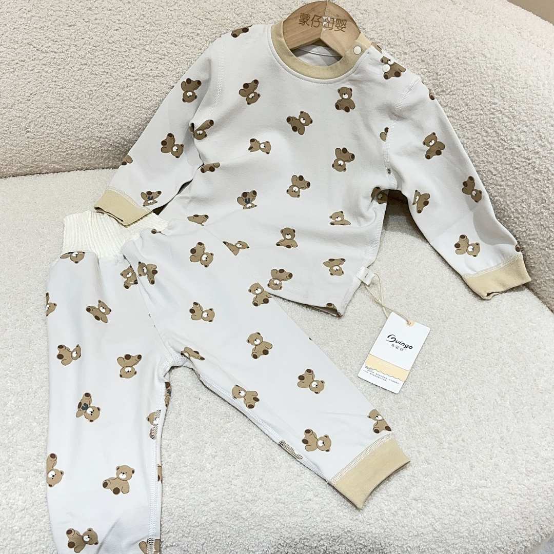 布婴谷-【小熊356-408】舒绒无骨肚围肩扣高腰家居服套装