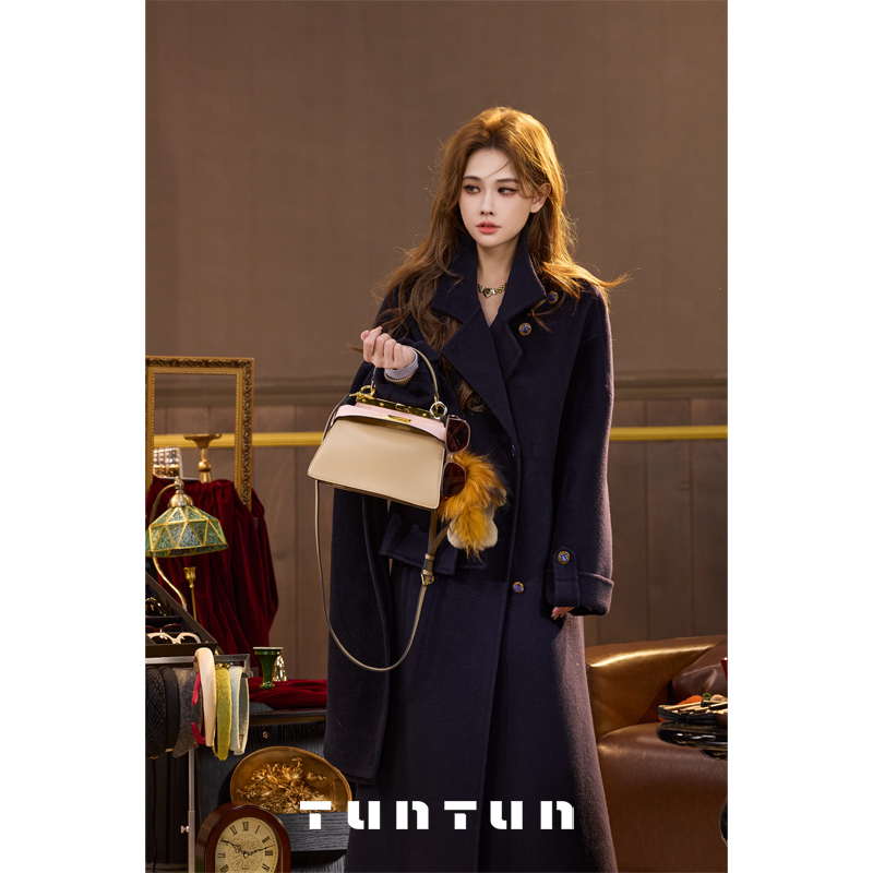 吞吞TUNT【深蓝时分 无围巾版】高级感的神 羊毛大衣