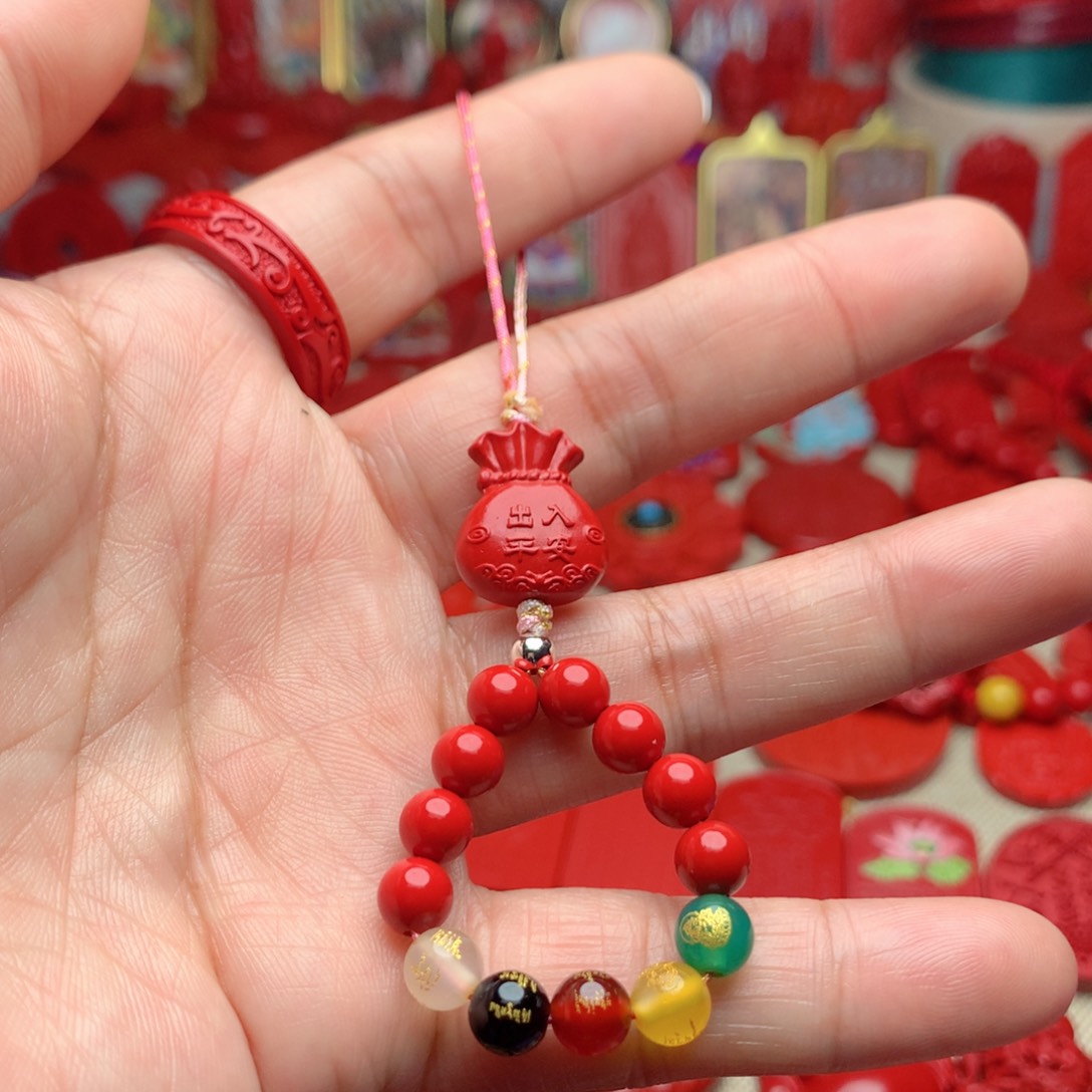 天然辰砂工艺品朱砂手机坠