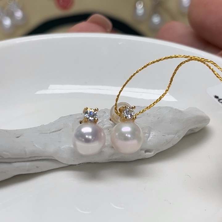 海水珍珠耳饰银S925镶嵌AK7-8mm101号