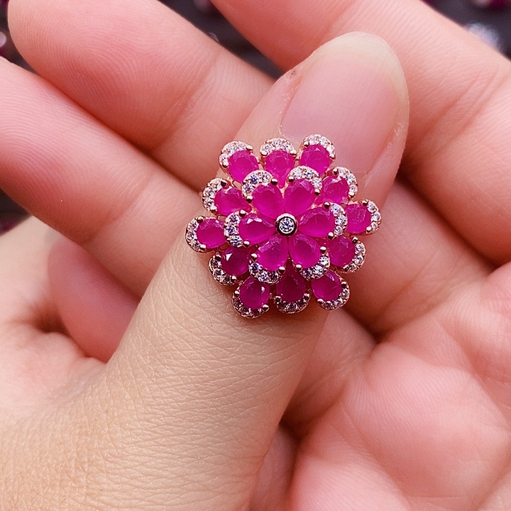 旧****银S925镶嵌红宝石戒指