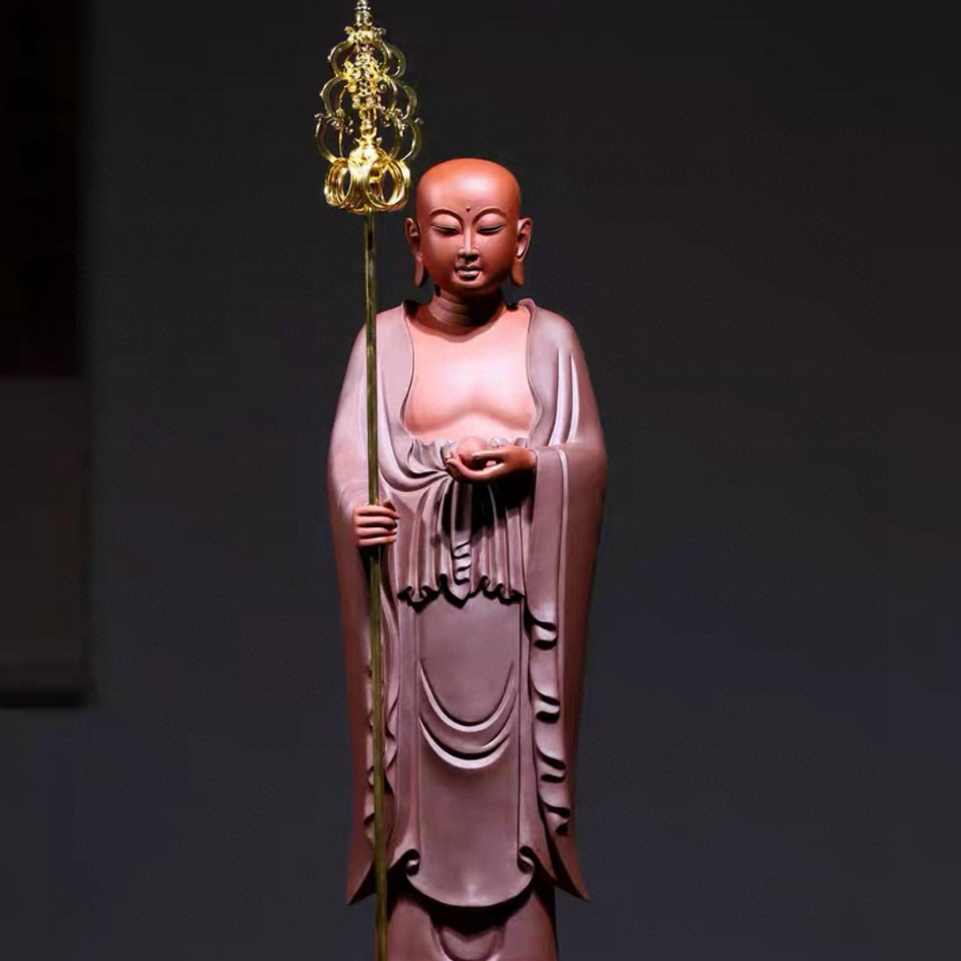 宜兴名家紫砂雕塑地藏王菩萨摆件