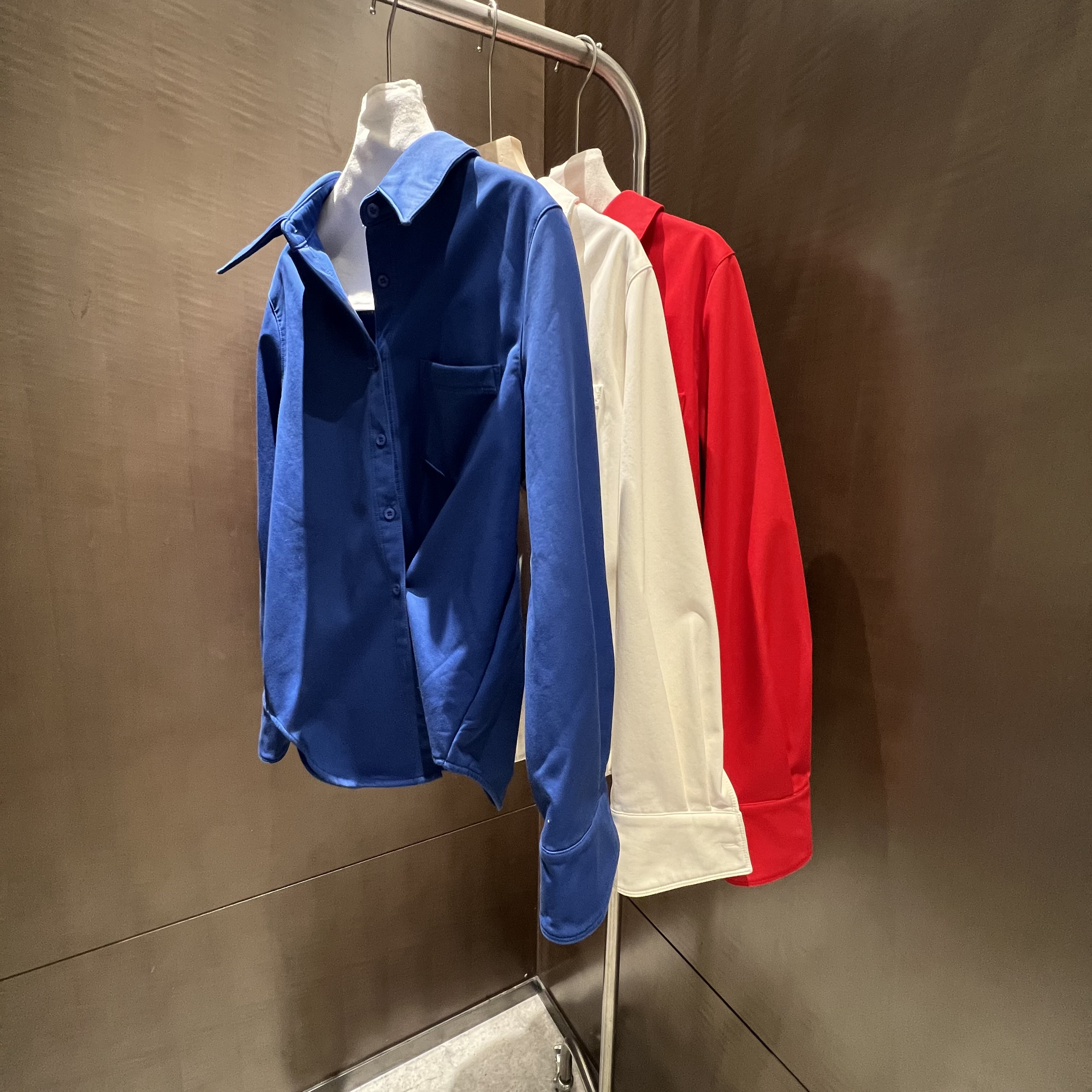 lulu-克莱因蓝加绒加厚衬衫女秋冬设计感宽松显瘦百搭通勤上衣