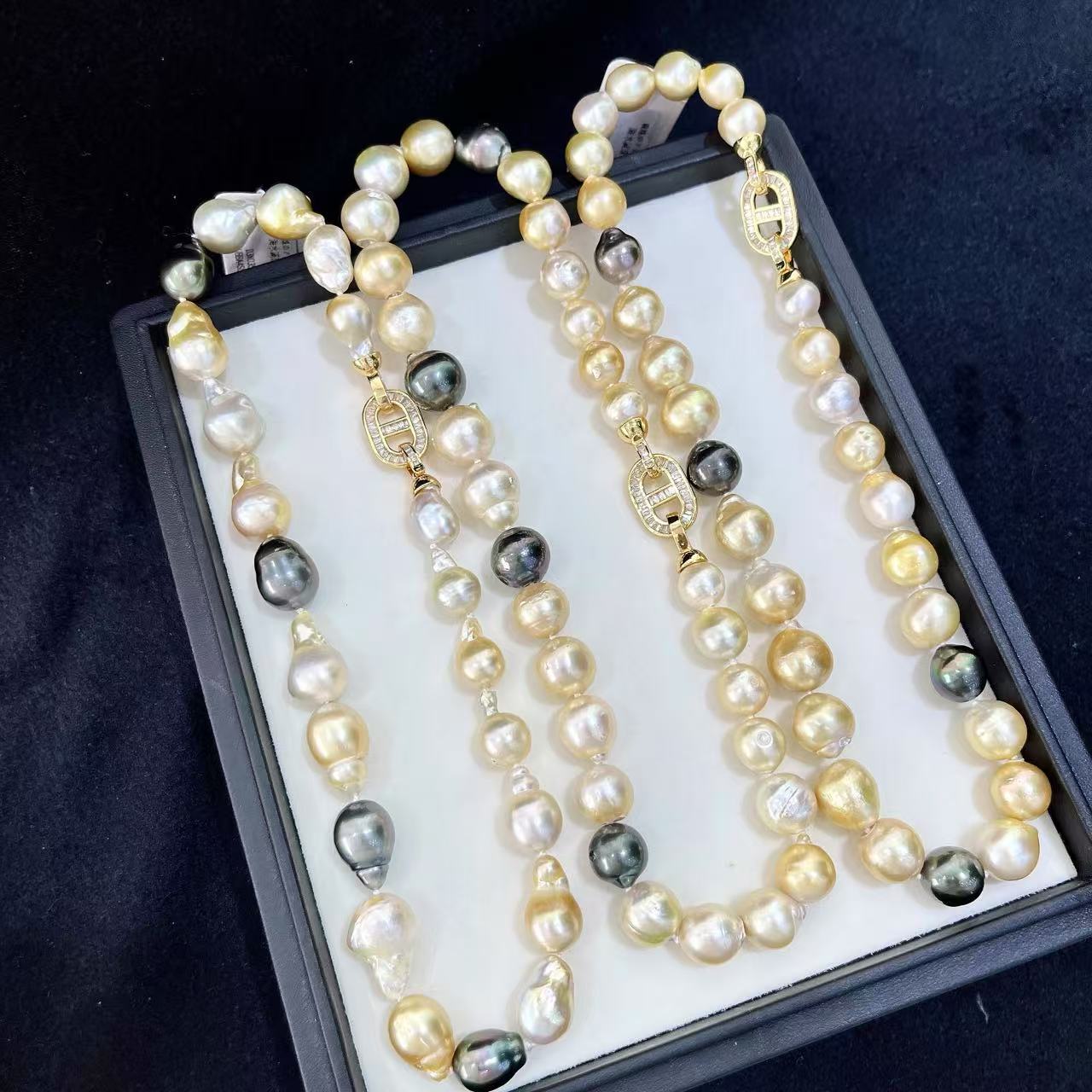 珍珠 海水金珠满珠项链 12-14MM 多样性发一 R042