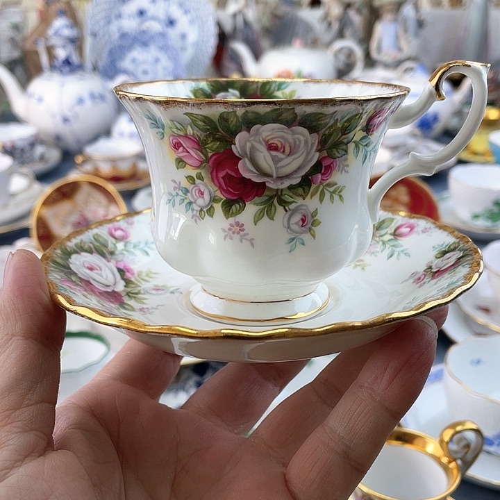 中古欧瓷咖啡杯小房子