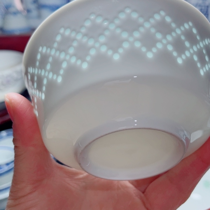 青花玲珑5寸饭碗网格