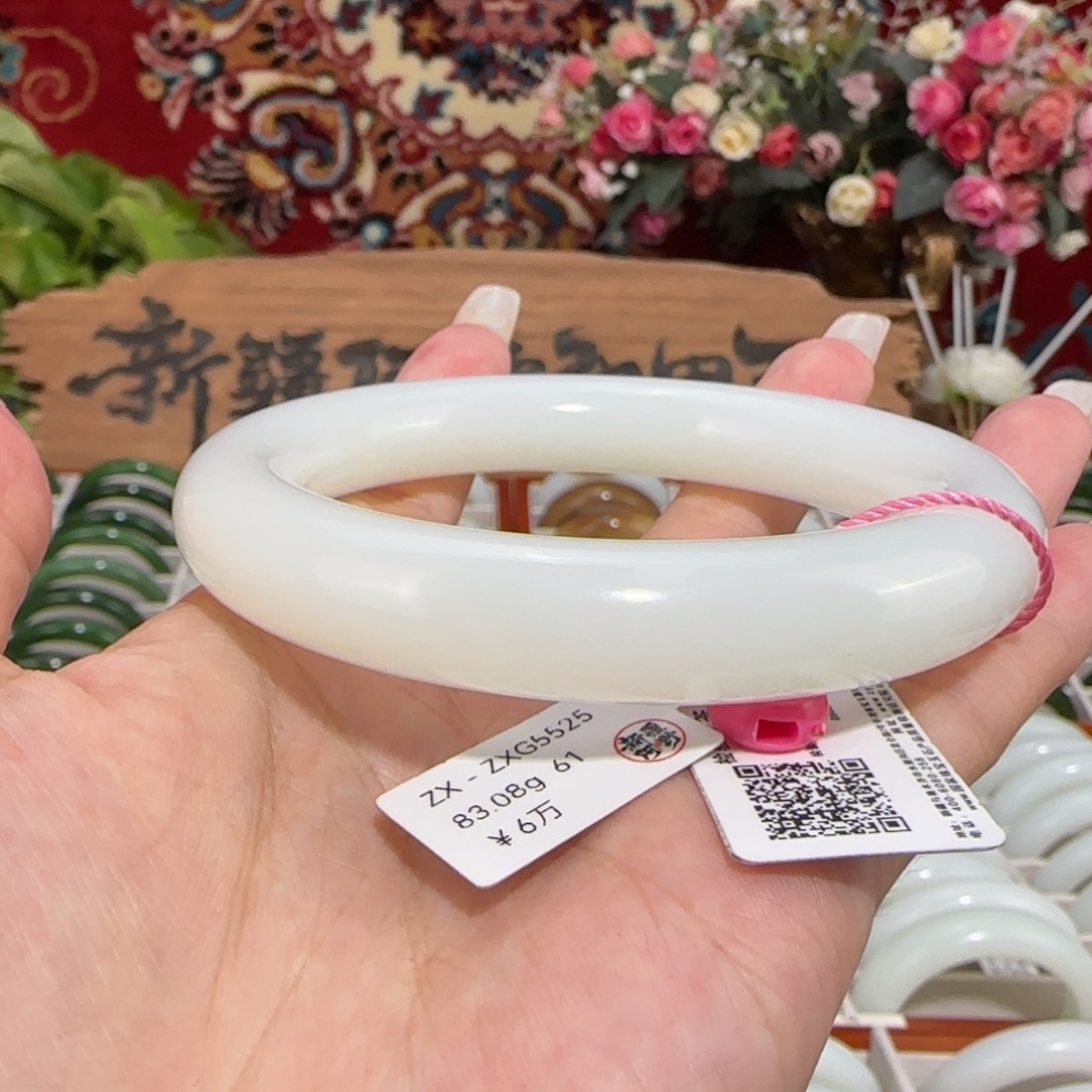 和田玉未镶嵌手镯老坑和田羊脂白玉手镯