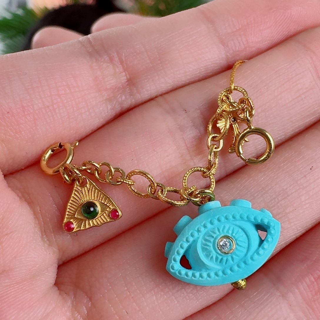 18K金镶嵌绿松石珠宝奇石