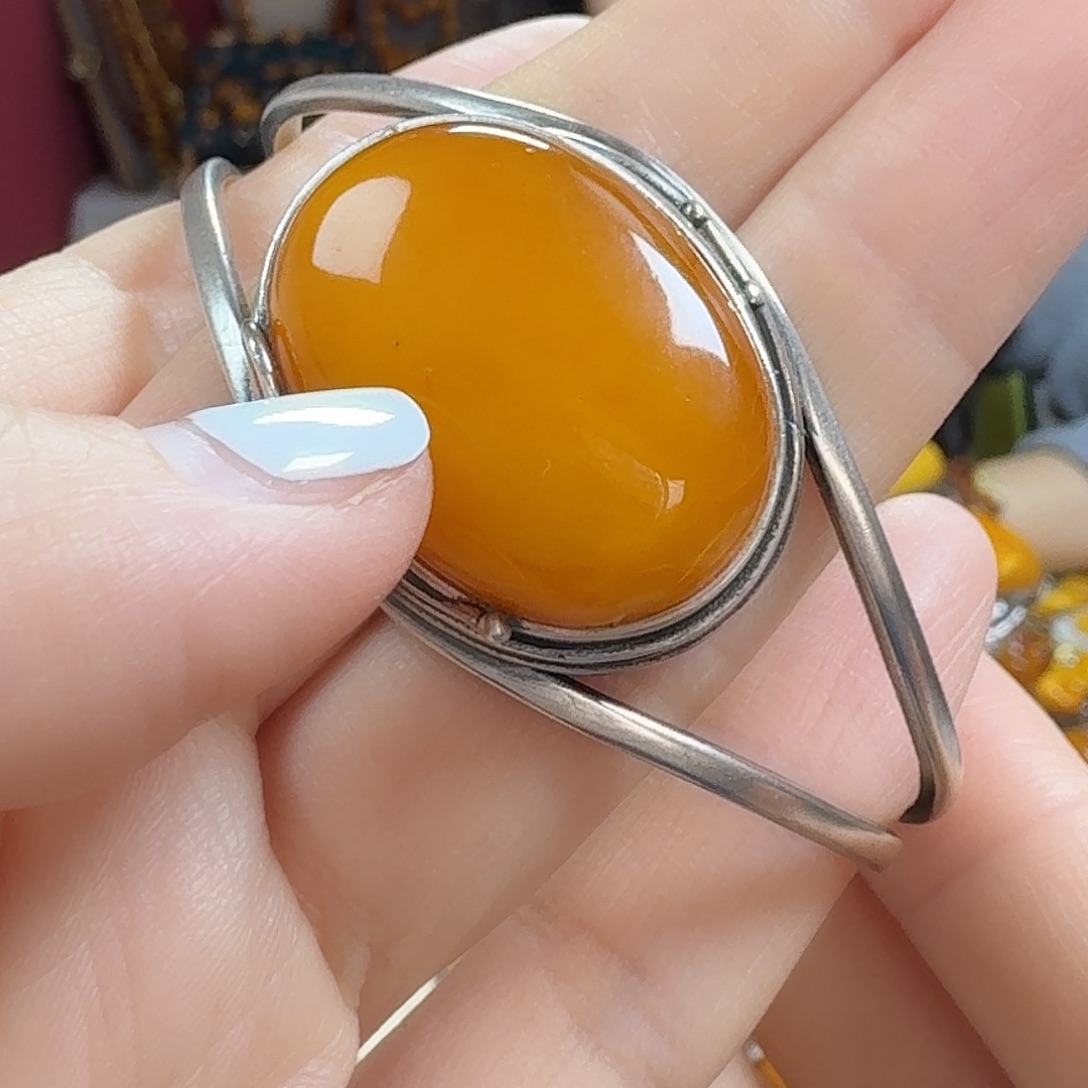 蜜蜡银S925镶嵌手链手镯