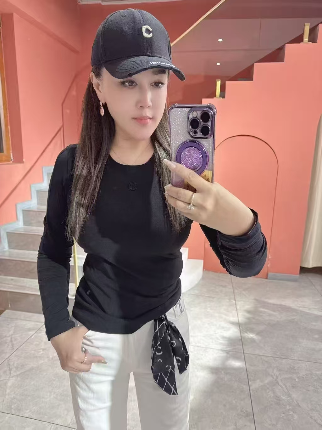 香香~弹力网纱长袖