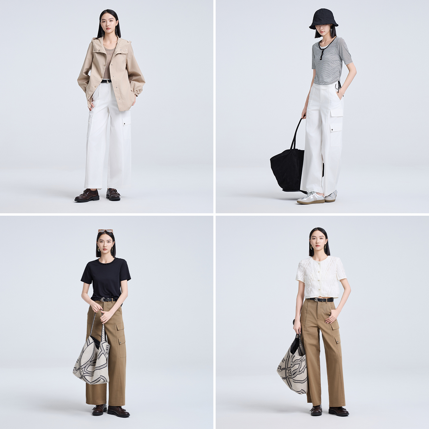 恩家款夏季工装裤运动高腰百搭春季通用直筒裤气质ESQK6B833