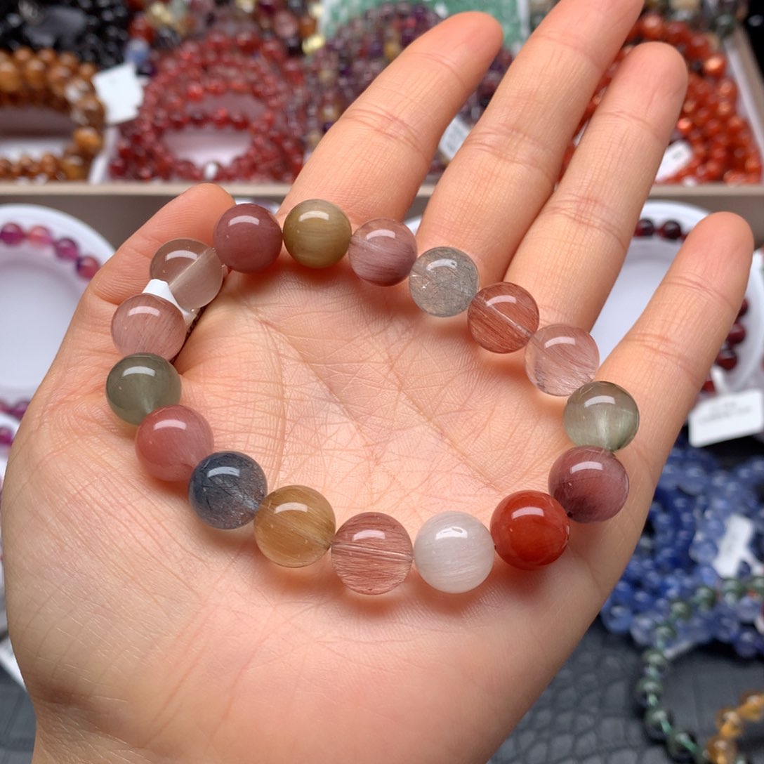 水晶手链未镶嵌拉丝彩兔毛11