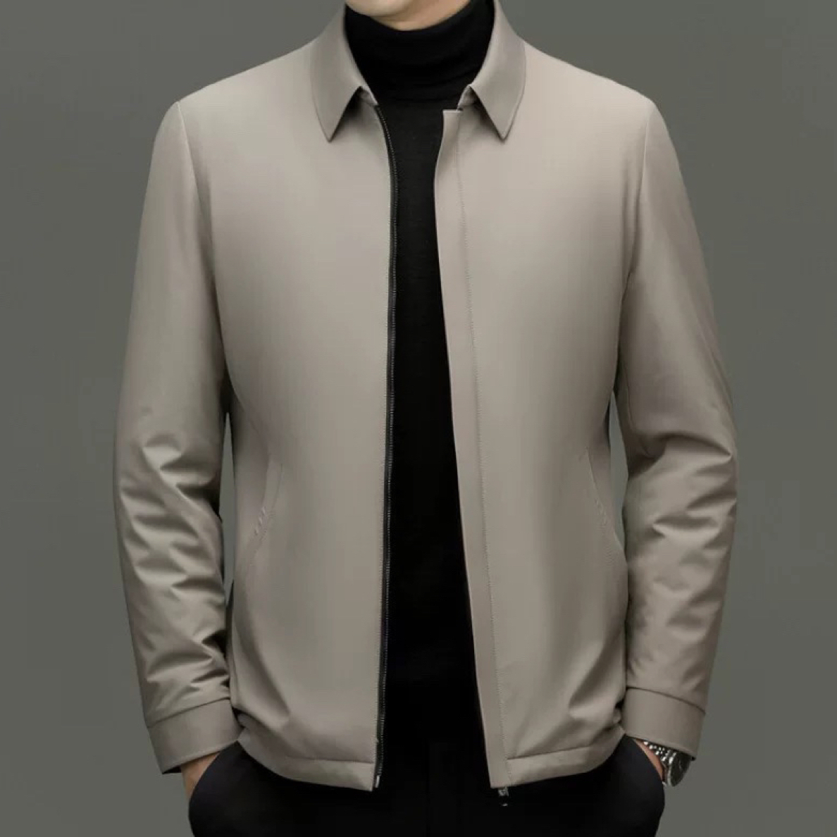 男士纯色商务行政翻领工装百搭休闲加厚棉服夹克外套/2658
