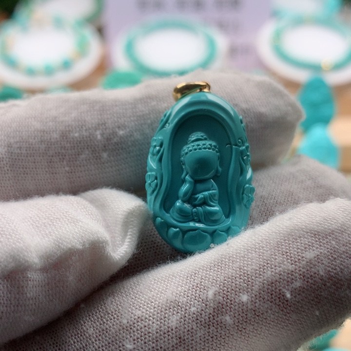 绿松石无相佛18K金镶嵌