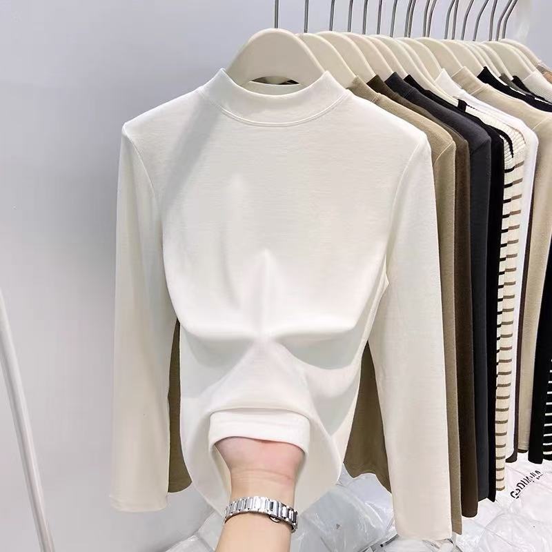 卫衣显瘦长袖白色洋气打底修身半高领秋冬325