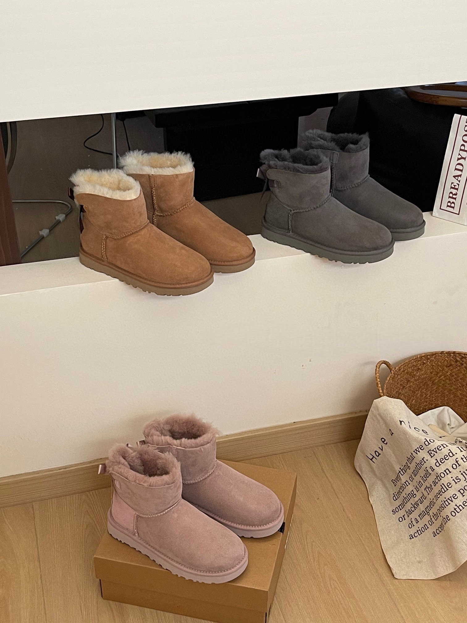 【平底单丝带】羊皮毛一体雪地靴女短筒单丝带经典休闲百搭棉鞋冬季