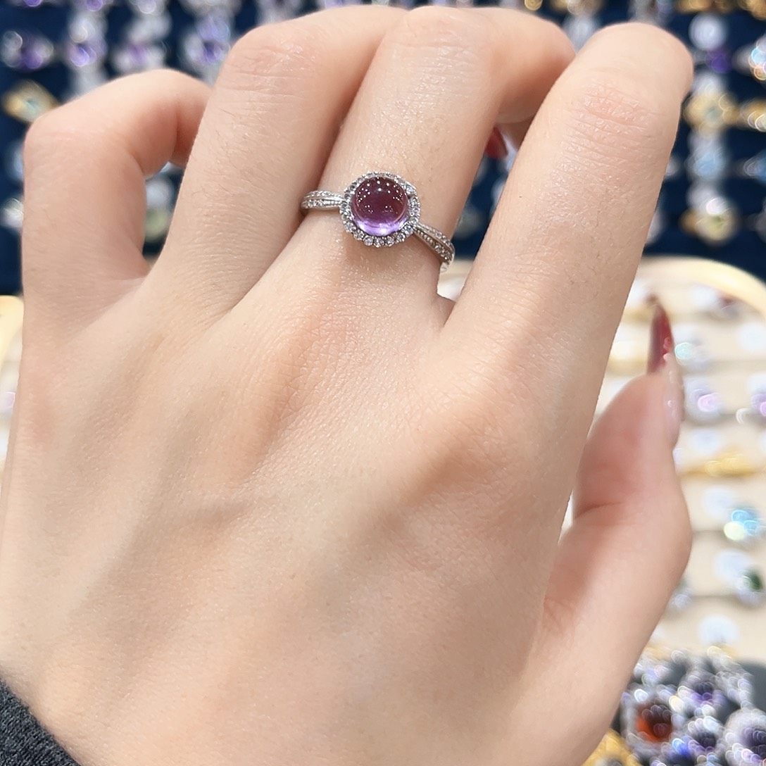 紫晶女款银S925镶嵌戒指